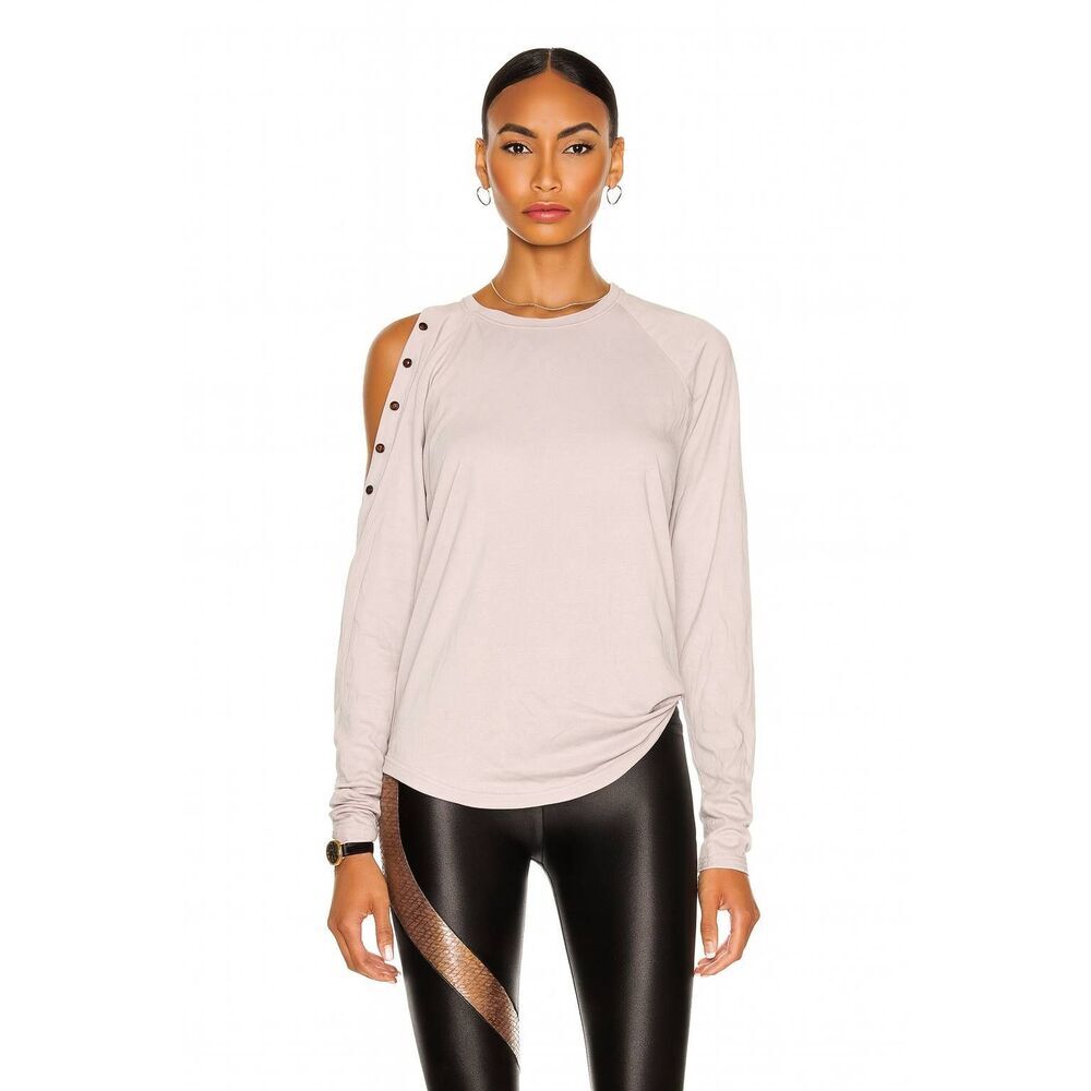 KORAL Glint Mesa Top • Cutout Shoulder Eyelet Detail • Asphalt Gray • Size Small
